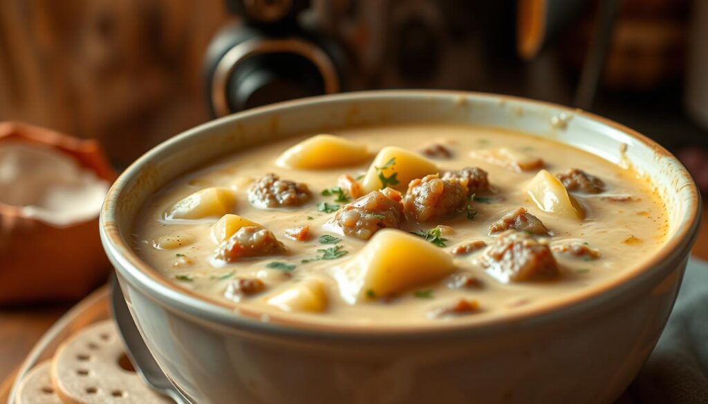 crockpot creamy potato and hamburger soup