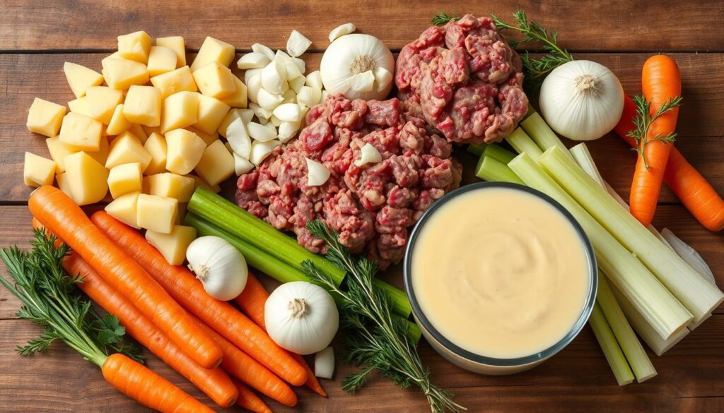 crockpot creamy potato and hamburger soup ingredients