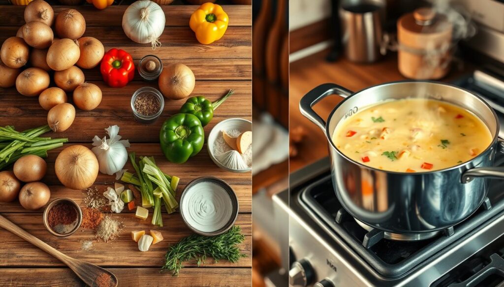 Cajun Potato Soup Cooking Process